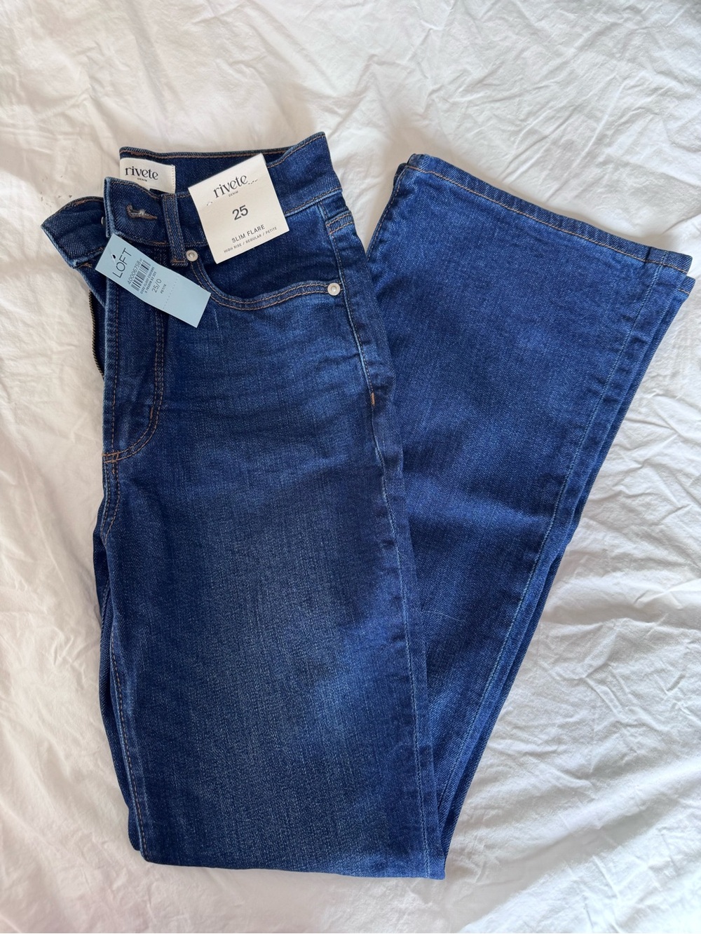 Rivete Petite High Rise Slim Flare Jeans